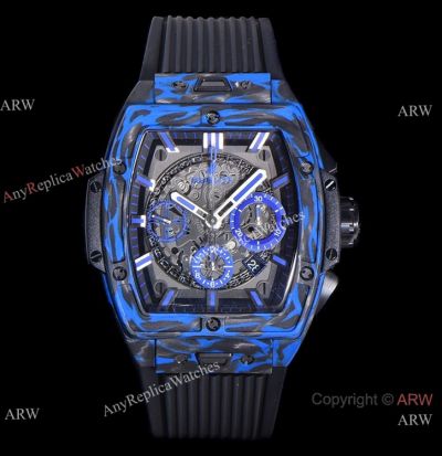 Super Clone Hublot Spirit of Big Bang Blue Magic Watch Carbon Fiber HUB4700 Movement